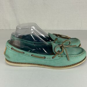 Frye Quincy Tie Boat Shoes Seafoam Green Leather Women’s Size 10 M